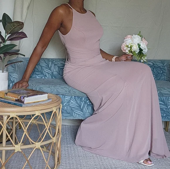 green emerald velvet dress Elegant Blush Pink Bridesmaid Dresses Halter Trumpet/Mermaid Stretch Satin Bridesmaid Dresses with Split